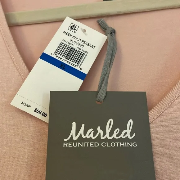 Macy's Pink Bell Sleeve Asymmetrical Blouse size XL NWT - Picture 2 of 9